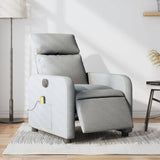 Electric Massage Recliner Chair Light Grey Fabric