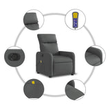 Electric Massage Recliner Chair Dark Grey Fabric - Low Angle