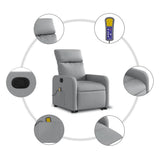 Stand up Massage Recliner Chair Light Grey Fabric - Close-Up Angle