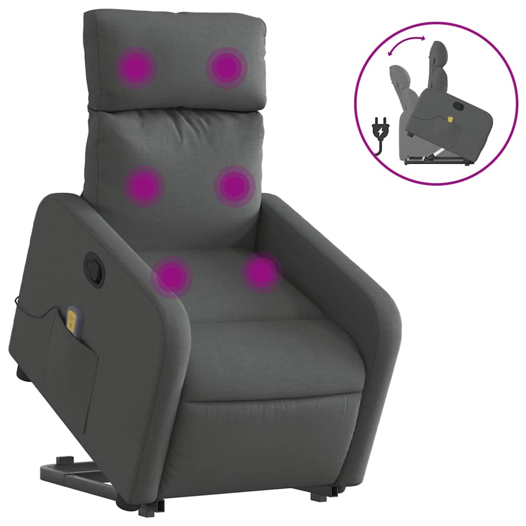 Stand up Massage Recliner Chair Dark Grey Fabric