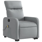 Electric Stand up Massage Recliner Chair Light Grey Fabric