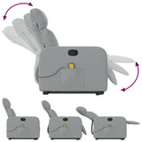Electric Stand up Massage Recliner Chair Light Grey Fabric - Rear View