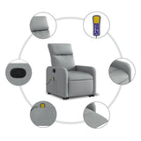 Electric Stand up Massage Recliner Chair Light Grey Fabric - Close-Up Angle