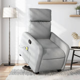 Electric Stand up Massage Recliner Chair Light Grey Fabric