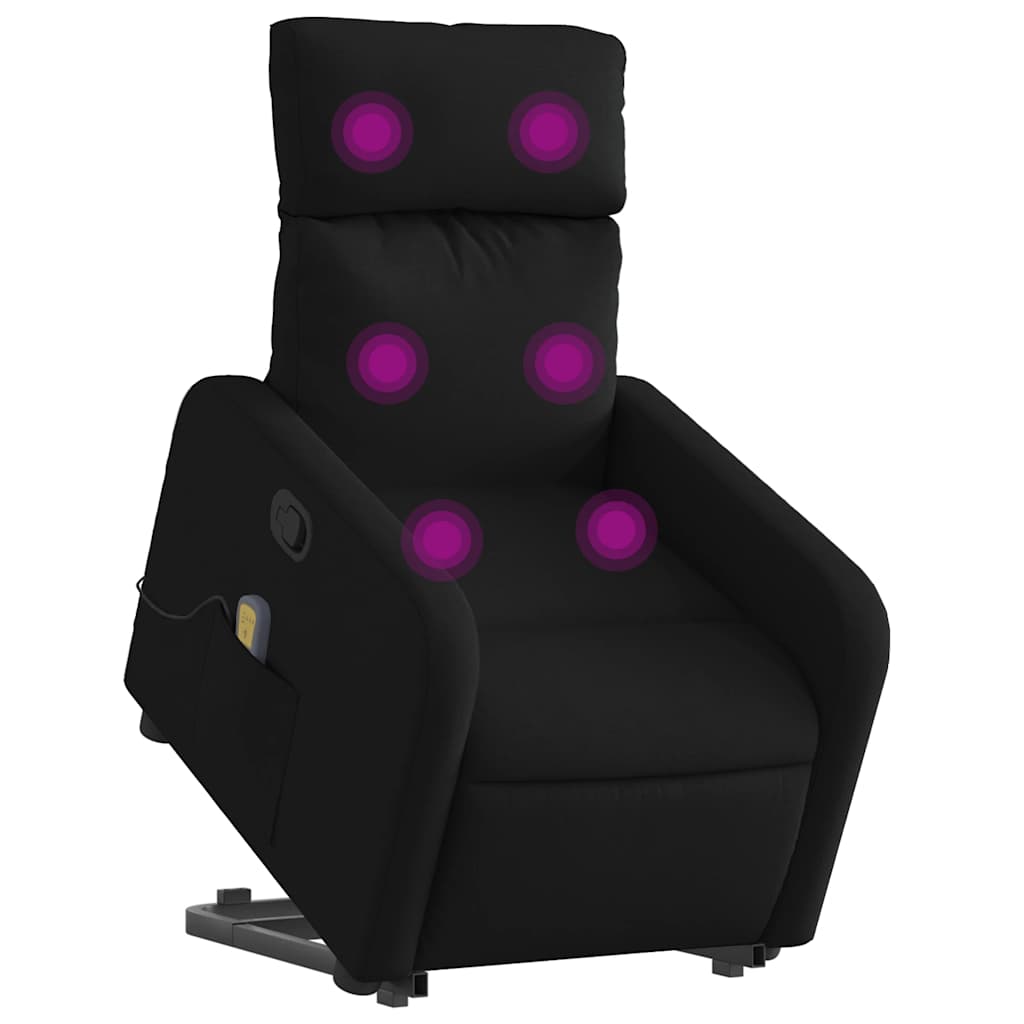 Electric Stand up Massage Recliner Chair Black Fabric