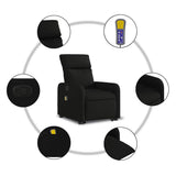 Electric Stand up Massage Recliner Chair Black Fabric - Low Angle