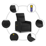 Massage Recliner Chair Black Faux Leather - Rear View