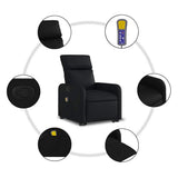 Stand up Massage Recliner Chair Black Faux Leather - Low Angle