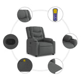 Massage Recliner Chair Dark Grey Fabric - Rear View