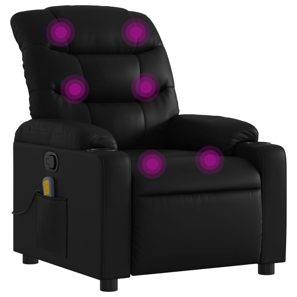 Massage Recliner Chair Black Faux Leather