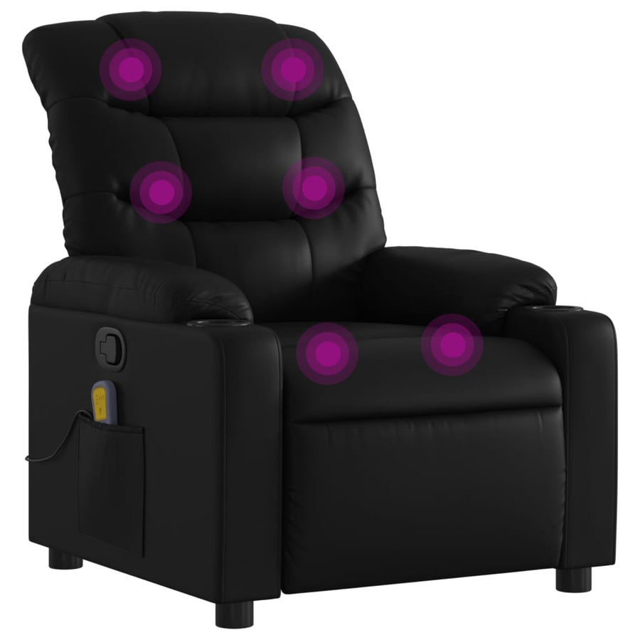 Massage Recliner Chair Black Faux Leather