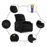 Massage Recliner Chair Black Faux Leather - Rear View