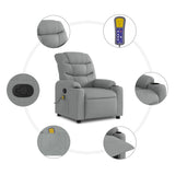 Massage Recliner Chair Light Grey Fabric - Rear View