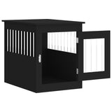 Dog Crate Furniture Black 55x75x65 cm Engineered Wood - Rear View