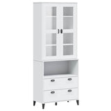 Highboard VIKEN White 80x40x200 cm Solid Wood Pine - Front View