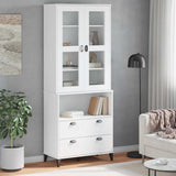 Highboard VIKEN White 80x40x200 cm Solid Wood Pine - Side View