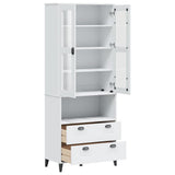 Highboard VIKEN White 80x40x200 cm Solid Wood Pine - 45-Degree Angle