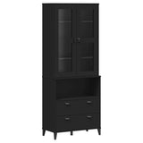 Highboard VIKEN Black 80x40x200 cm Solid Wood Pine - Front View
