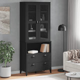 Highboard VIKEN Black 80x40x200 cm Solid Wood Pine - Side View