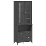 Highboard VIKEN Anthracite Grey 80x40x200 cm Solid Wood Pine - Front View