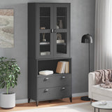Highboard VIKEN Anthracite Grey 80x40x200 cm Solid Wood Pine - Side View