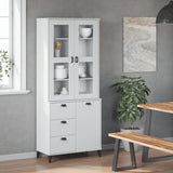 Highboard VIKEN White 80x40x190 cm Solid Wood Pine - Side View