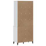 Highboard VIKEN White 80x40x190 cm Solid Wood Pine - Close-Up Angle