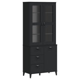 Highboard VIKEN Black 80x40x190 cm Solid Wood Pine - Front View