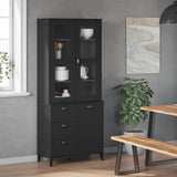 Highboard VIKEN Black 80x40x190 cm Solid Wood Pine - Side View
