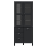 Highboard VIKEN Black 80x40x190 cm Solid Wood Pine - Top-Down View