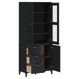 Highboard VIKEN Black 80x40x190 cm Solid Wood Pine - 45-Degree Angle
