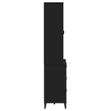 Highboard VIKEN Black 80x40x190 cm Solid Wood Pine - Rear View