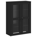 Highboard VIKEN Black 80x40x190 cm Solid Wood Pine - Low Angle