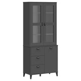 Highboard VIKEN Anthracite Grey 80x40x190 cm Solid Wood Pine - Front View