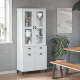 Highboard VIKEN White 80x40x190 cm Solid Wood Pine - Side View