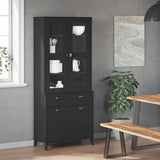 Highboard VIKEN Black 80x40x190 cm Solid Wood Pine - Side View
