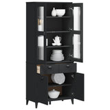 Highboard VIKEN Black 80x40x190 cm Solid Wood Pine