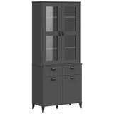 Highboard VIKEN Anthracite Grey 80x40x190 cm Solid Wood Pine - Front View