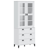 Highboard VIKEN White 80x40x190 cm Solid Wood Pine - Front View