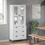 Highboard VIKEN White 80x40x190 cm Solid Wood Pine - Side View