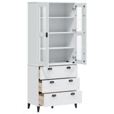 Highboard VIKEN White 80x40x190 cm Solid Wood Pine - 45-Degree Angle