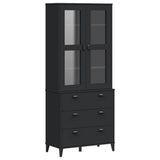 Highboard VIKEN Black 80x40x190 cm Solid Wood Pine - Front View