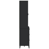 Highboard VIKEN Black 80x40x190 cm Solid Wood Pine - Rear View