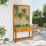 Planter with Trellis and Shelf 100x32x185 cm Solid Wood Acacia - Side View