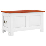 Storage Chest with Lid Brown and White Solid Wood Acacia - Front View