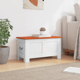 Storage Chest with Lid Brown and White Solid Wood Acacia - Side View