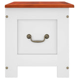 Storage Chest with Lid Brown and White Solid Wood Acacia - 45-Degree Angle