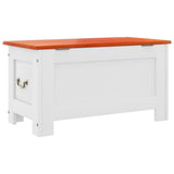 Storage Chest with Lid Brown and White Solid Wood Acacia - Rear View