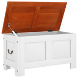 Storage Chest with Lid Brown and White Solid Wood Acacia - Close-Up Angle