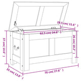 Storage Chest with Lid Brown and White Solid Wood Acacia